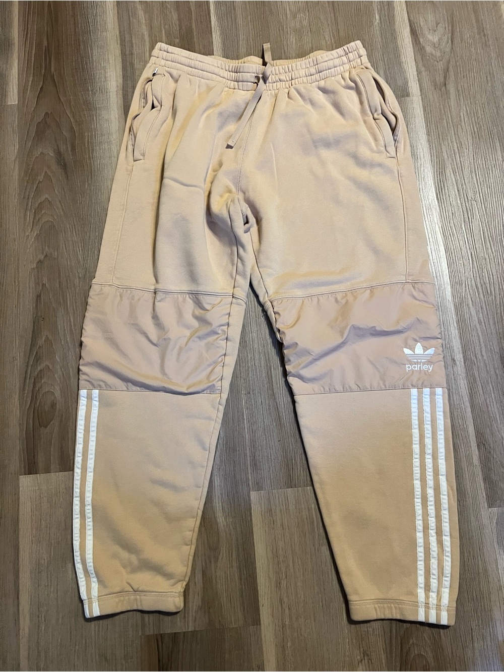 VintageAdidas Adicolor Parley Sweat Pants in the magic beige colorway, sz lg